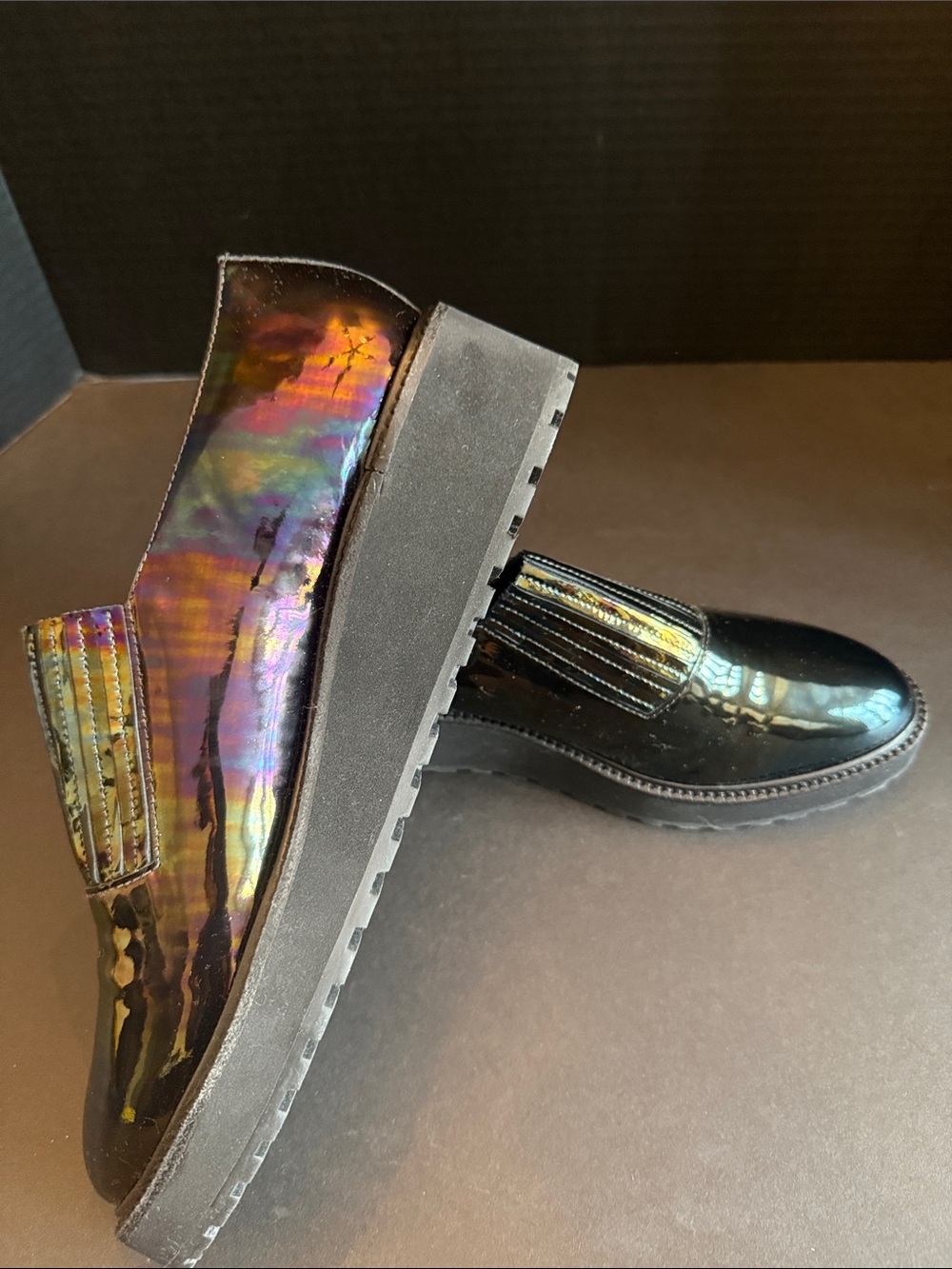 Loeffler Randall Iridescent Black Patent Loafers - Picture 5 of 6